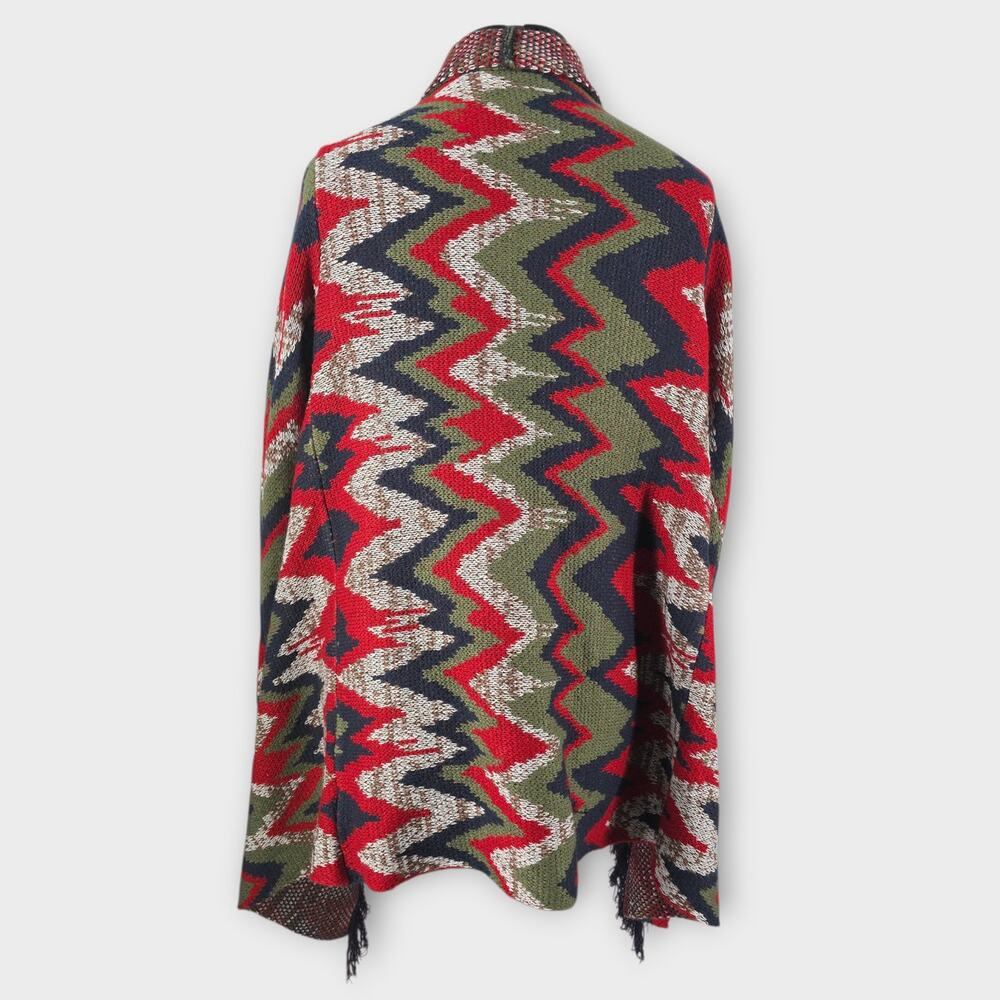 Cato Cardigan Sweater Women's XL Open Front Knit Zig Zag Asymetrical Fringe - Picture 3 of 6